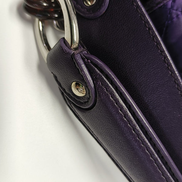 Cannage Silk Satin Tote Bag Purple