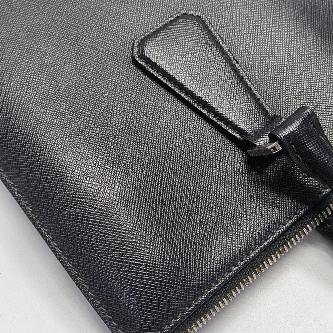 Saffiano Calfskin Top Handle Bag Black