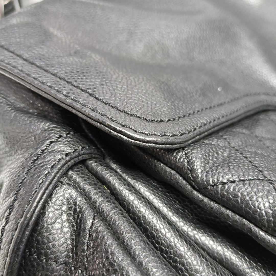 Quilted Grained Calfskin Top Handle Bag Gray