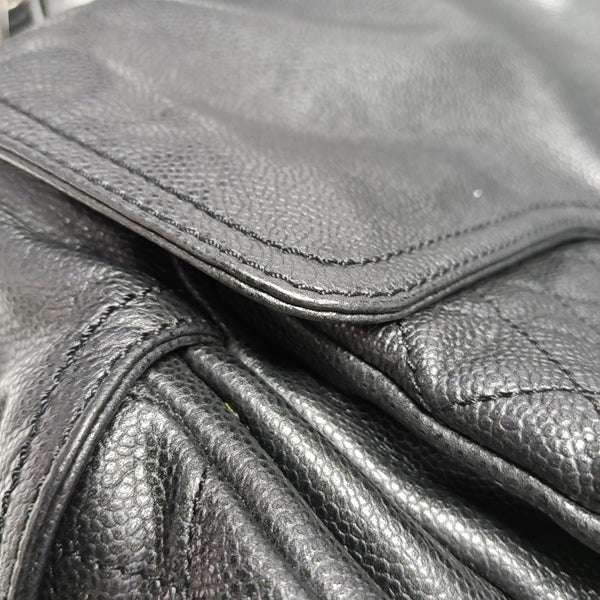 Quilted Grained Calfskin Top Handle Bag Gray