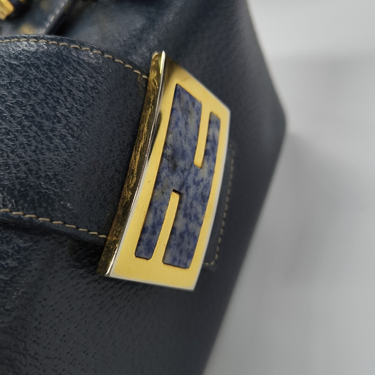 Calfskin Top Handle Bag Blue