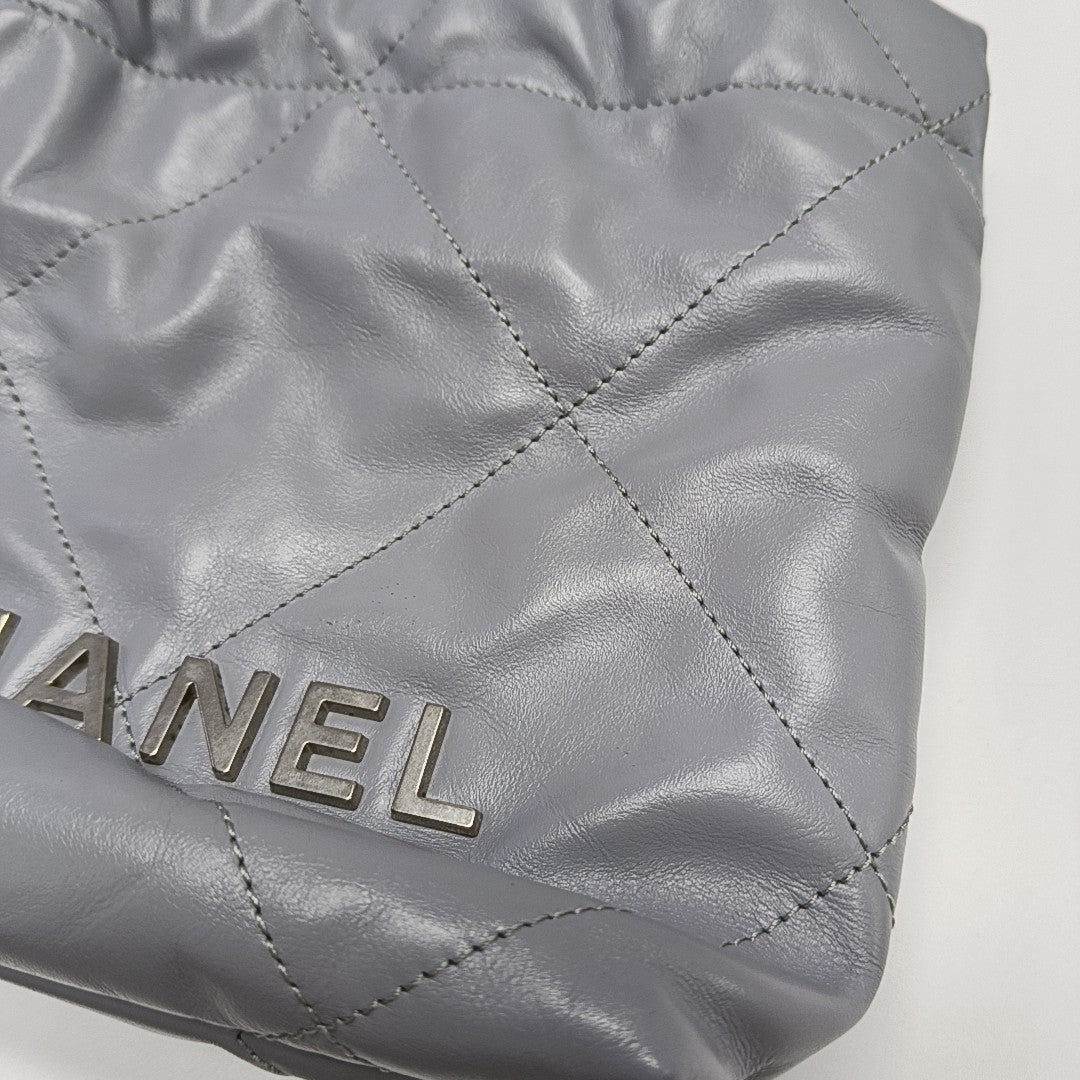 CHANEL 22 Mini Quilted Calfskin Gray