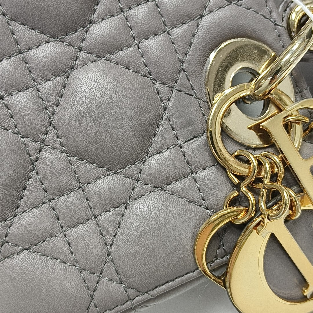 Lady Dior Medium Cannage Lambskin Gray