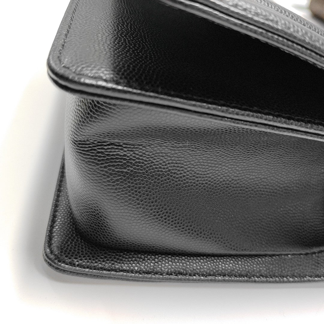 BOY CHANEL Medium Quilted Grained Calfskin Black