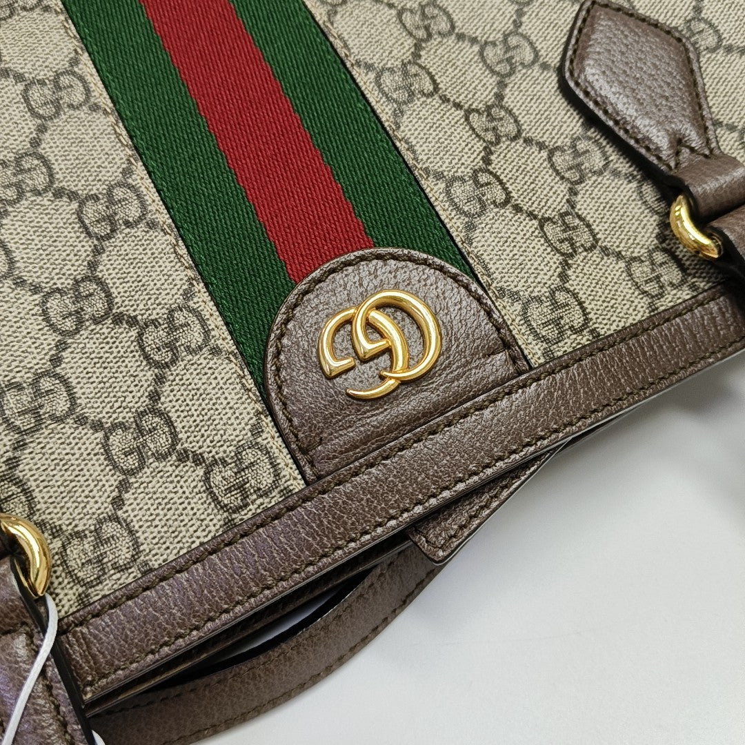 Ophidia Medium Monogram Coated Canvas Beige