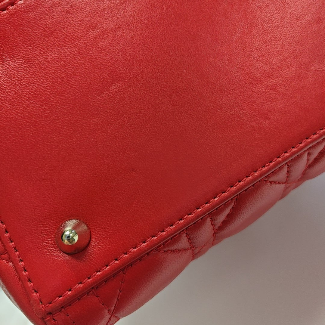 Lady Dior Medium Cannage Lambskin Red