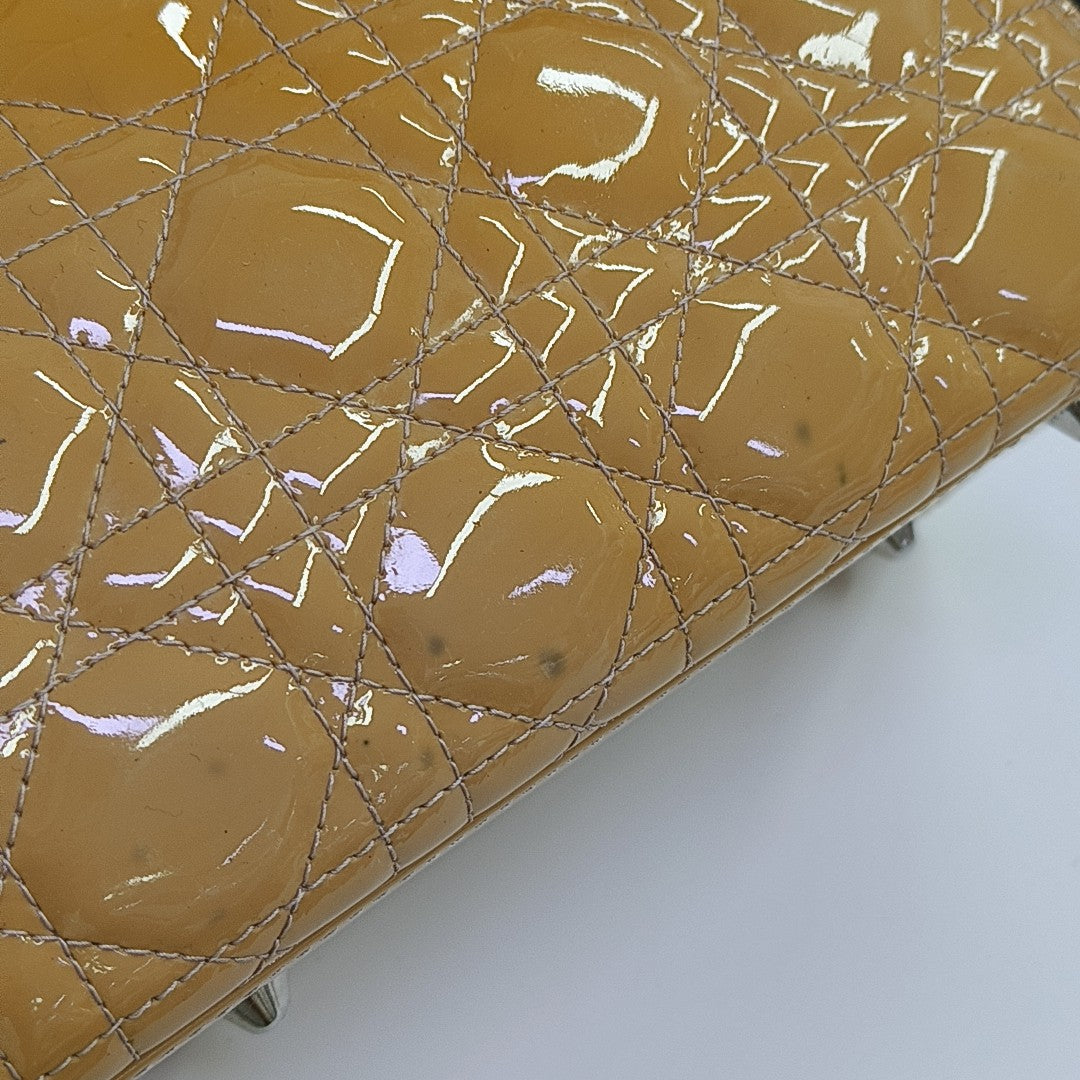 Lady Dior Large Cannage Patent Lambskin Yellow