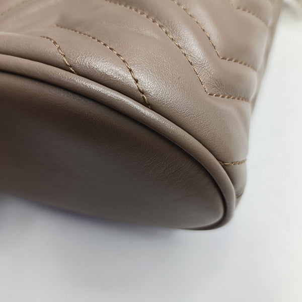Authenticated pre-owned  GG Marmont Mini Quilted Calfskin Beige - Bucket Bag at Looply