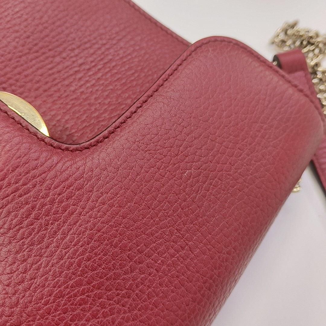 Interlocking G Small Calfskin Red