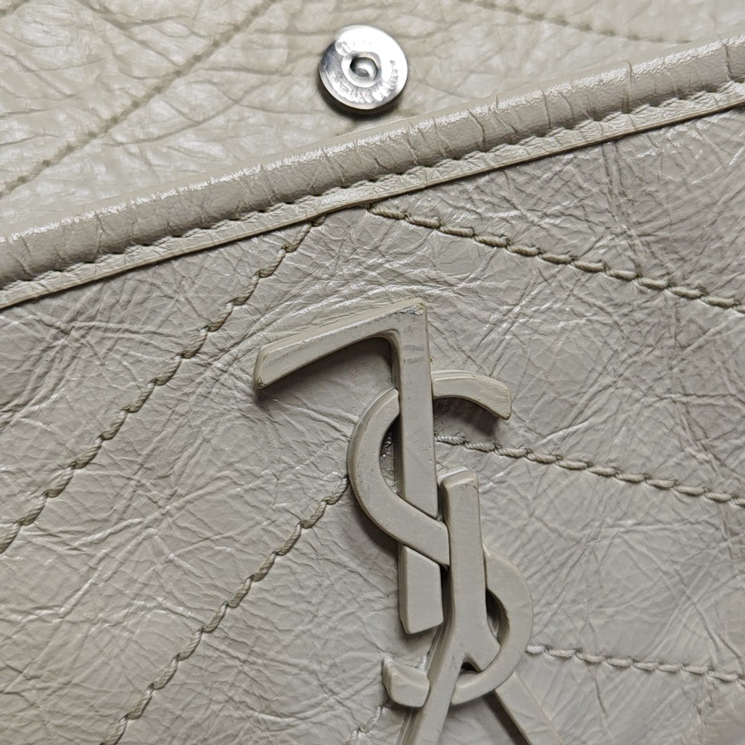 NIKI Small Chevron Calfskin White