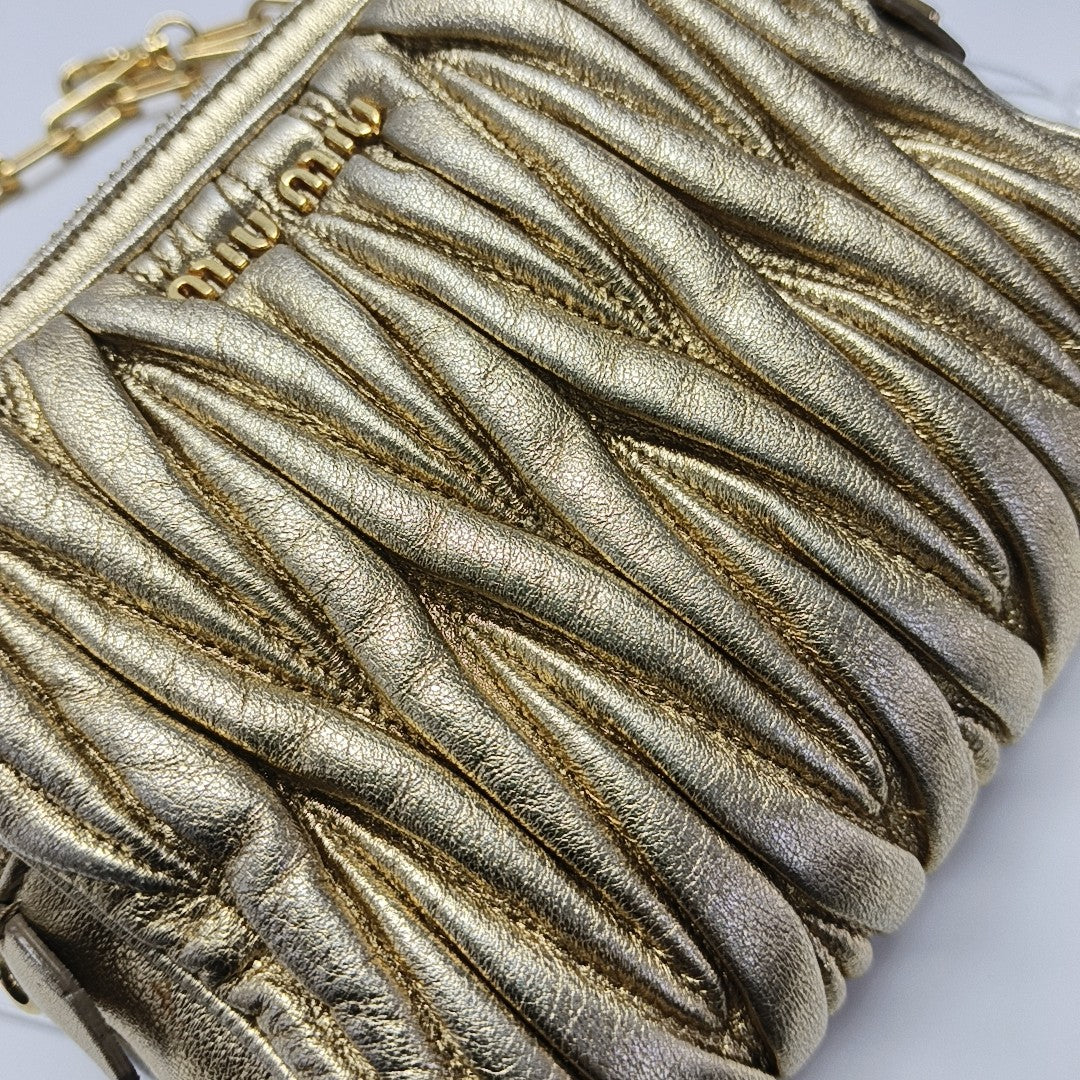 Quilted Lambskin Shoulder Bag Gold