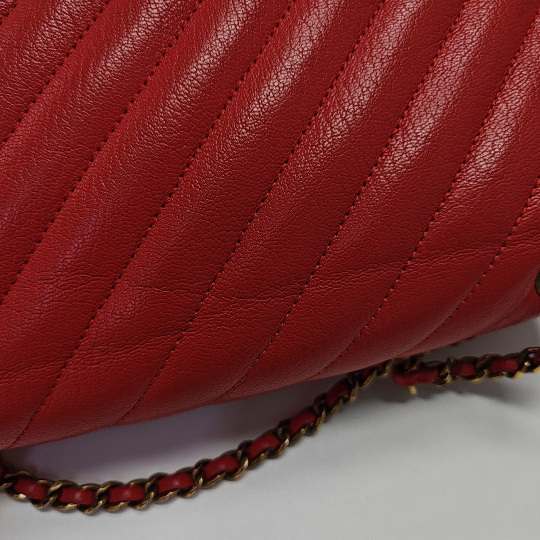 Quilted Calfskin Shoulder Bag Red