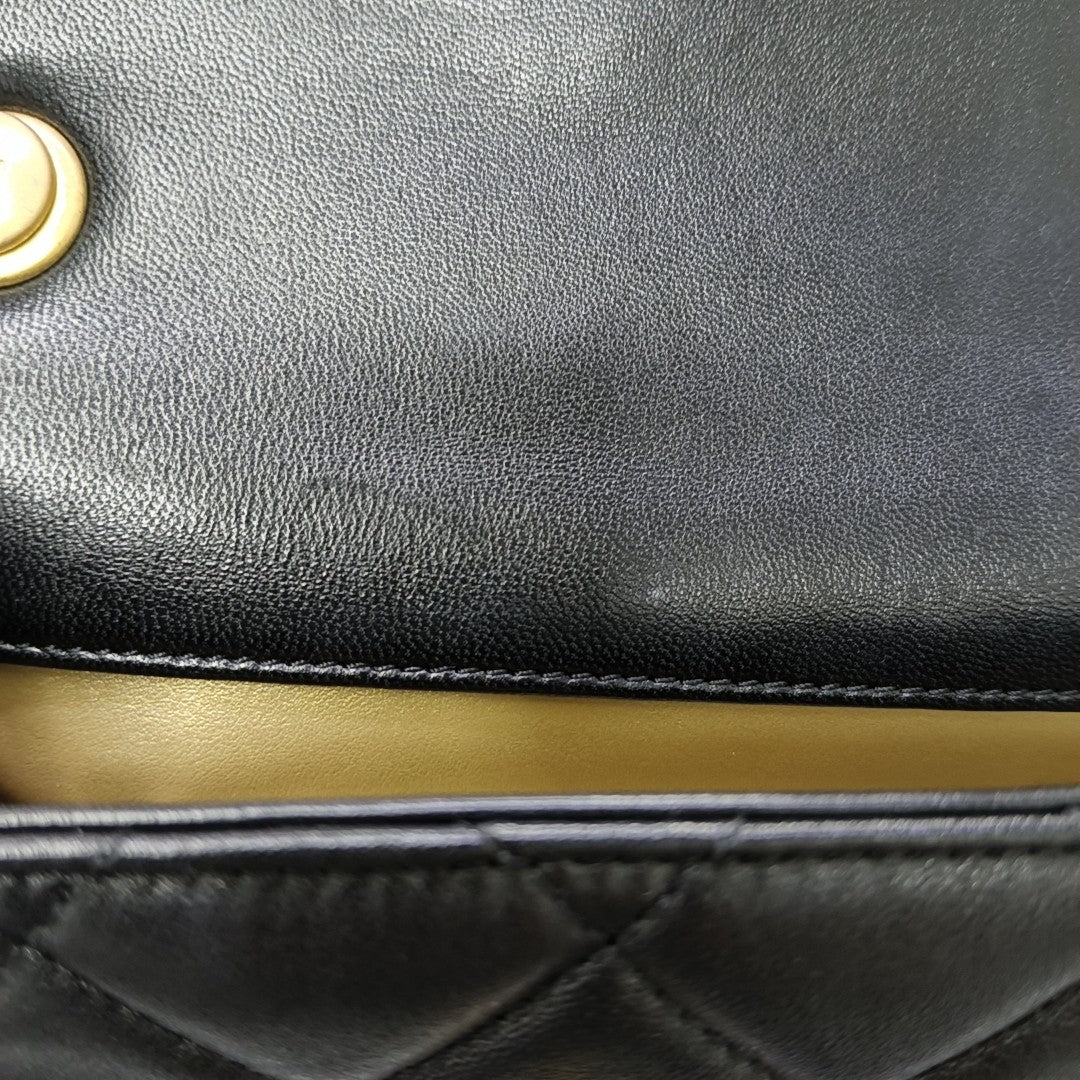 Quilted Lambskin Shoulder Bag Small Black