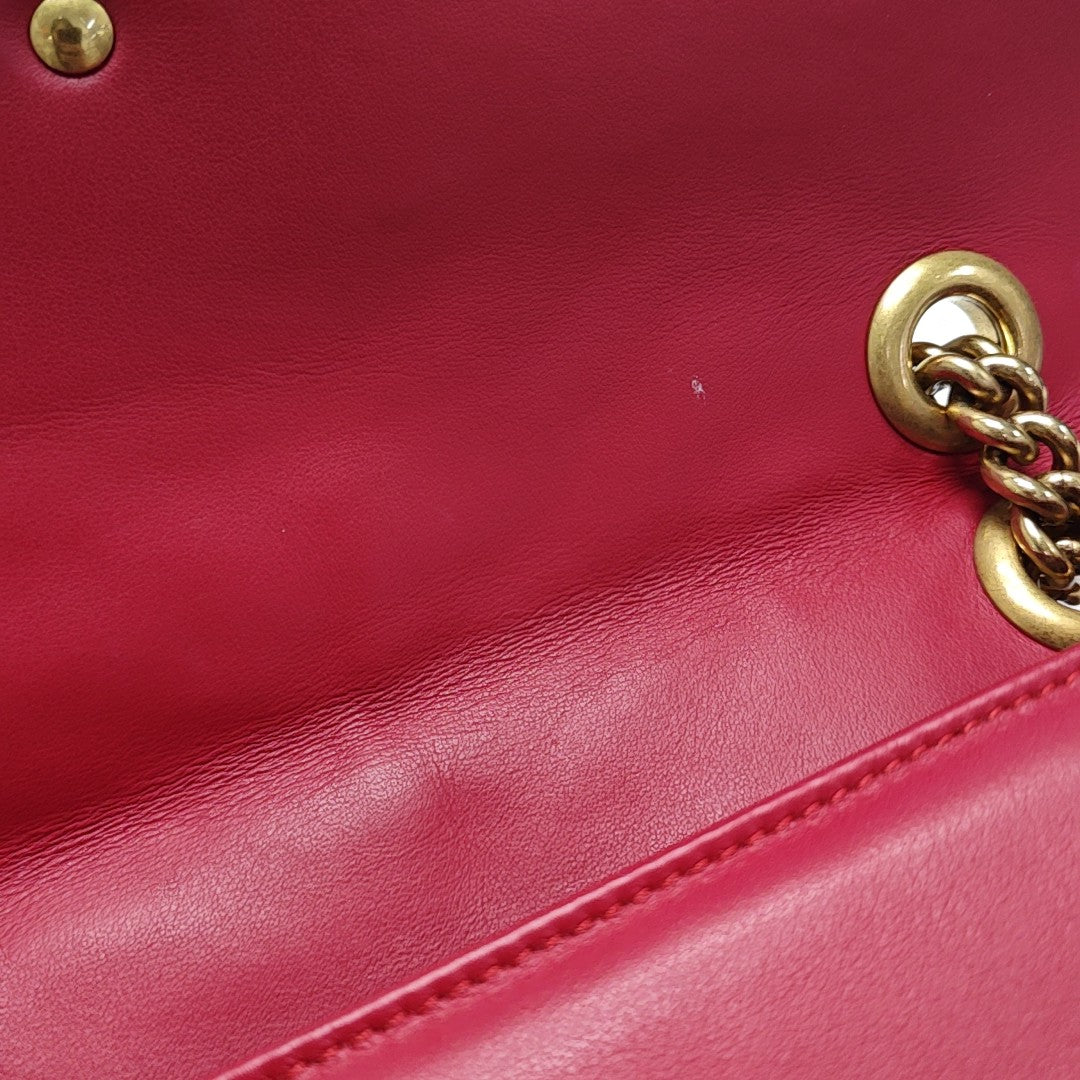 GG Marmont Medium Quilted Calfskin Red