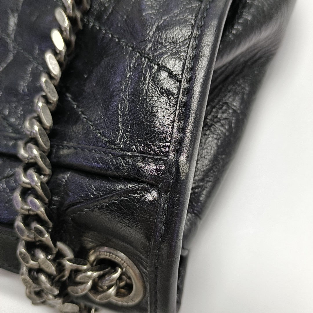 NIKI Medium Chevron Calfskin Black
