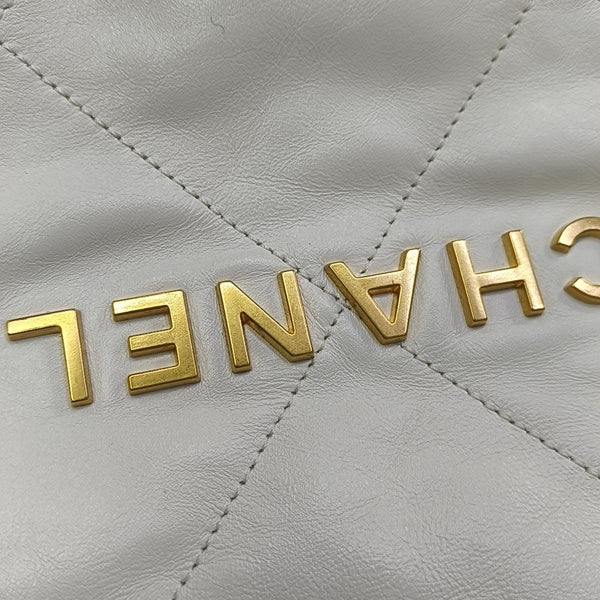 CHANEL 22 Small Quilted Calfskin White