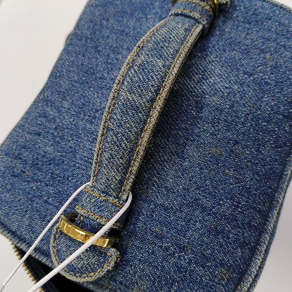 VINTAGE COSMETIC BAGS Quilted Denim Blue