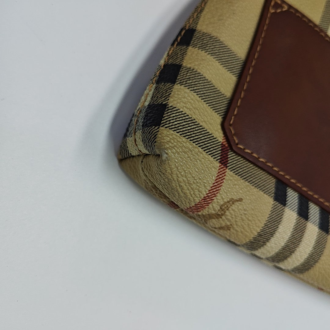 Coated Canvas Top Handle Bag Brown