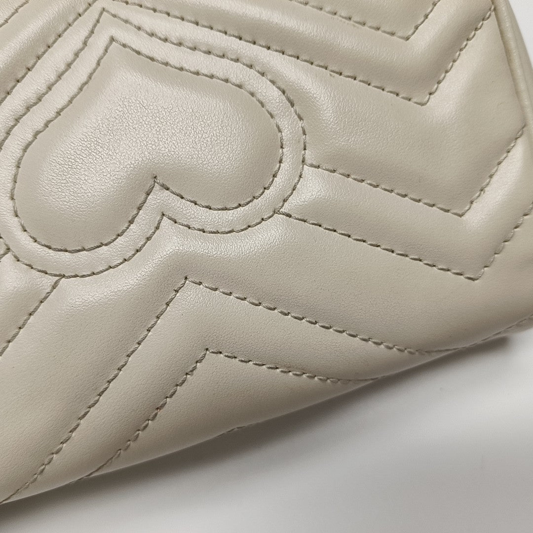 GG Marmont Mini Quilted Calfskin White