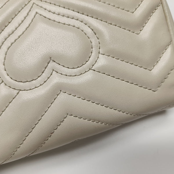 GG Marmont Mini Quilted Calfskin White