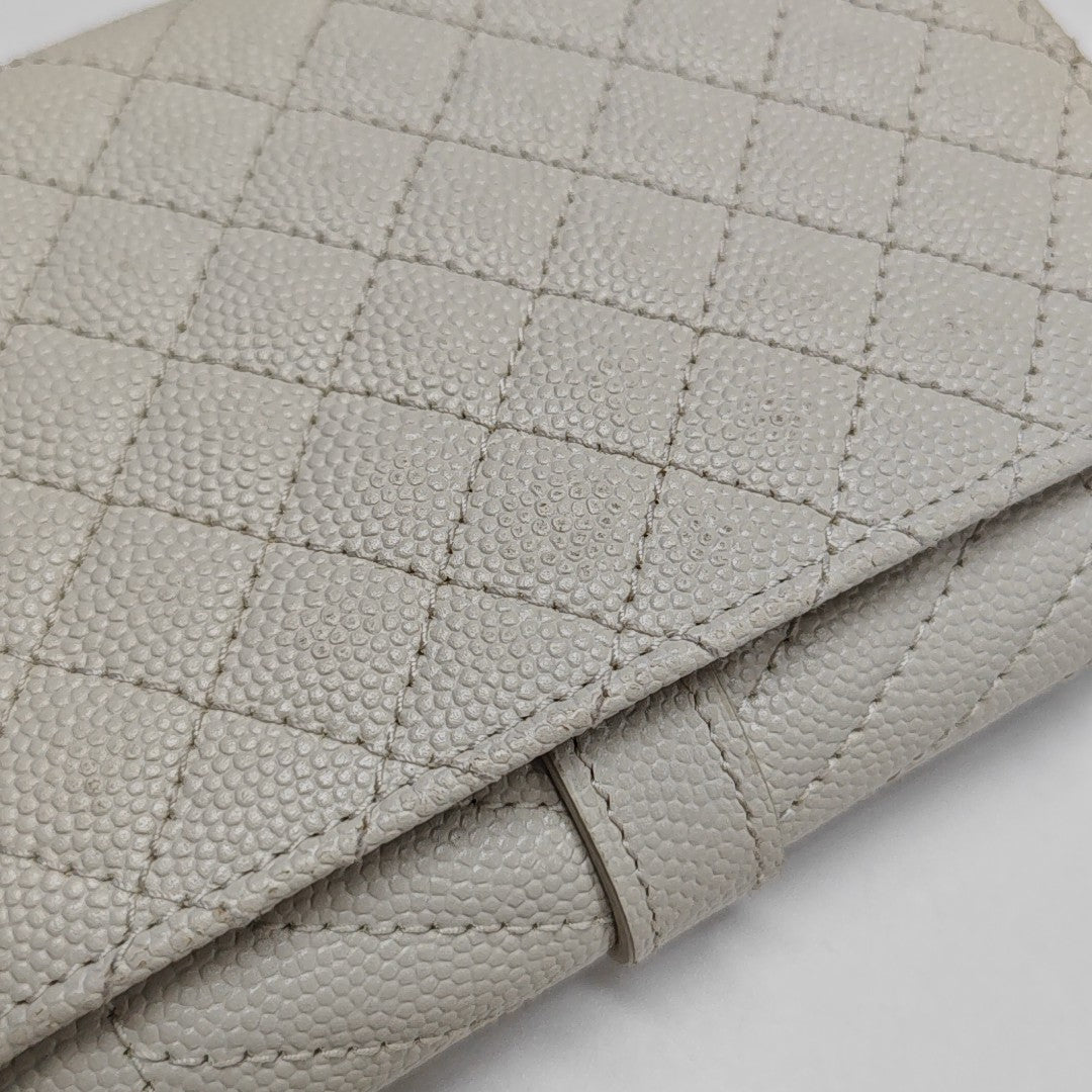 ENVELOPE Small Chevron Calfskin White Wallet