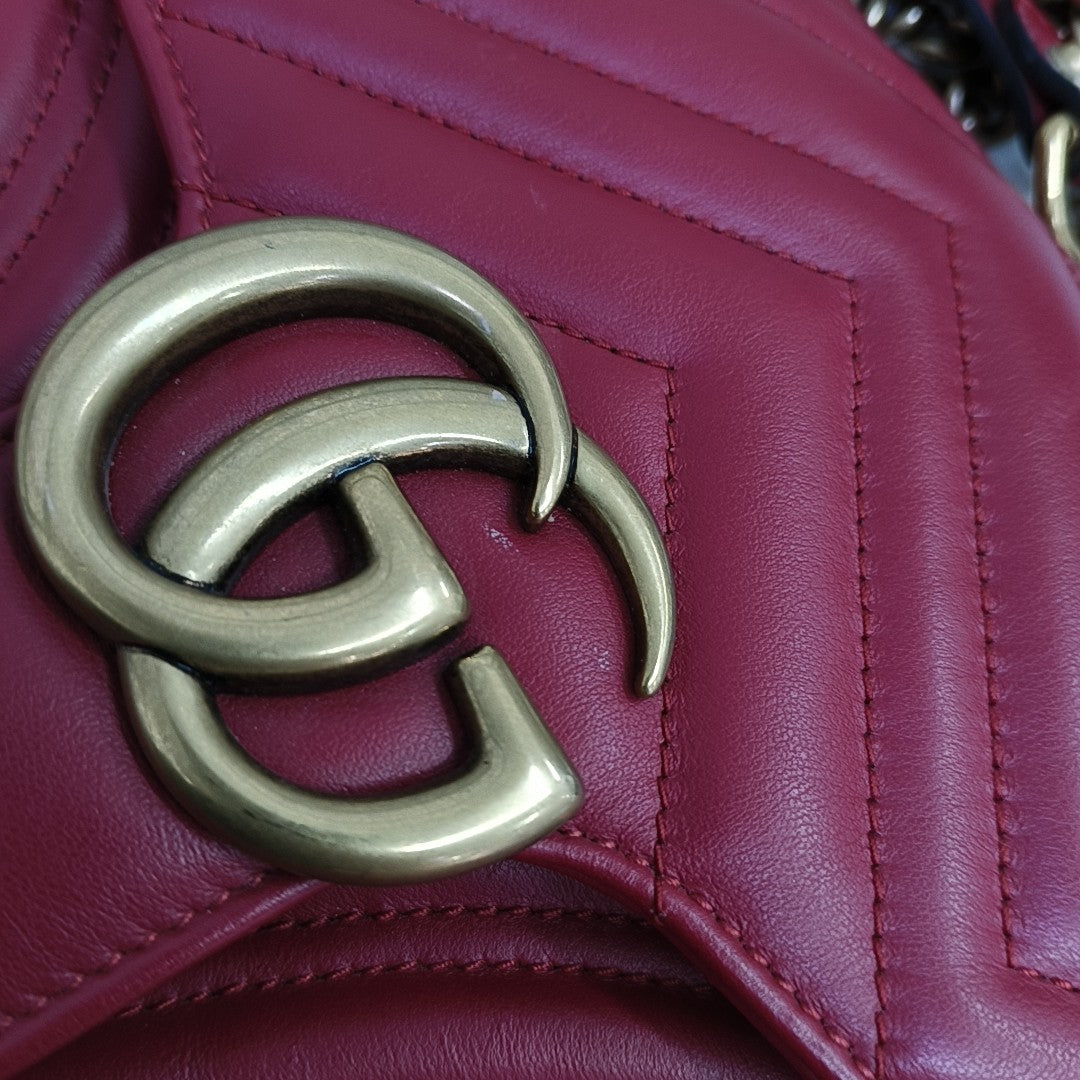 GG Marmont Medium Quilted Calfskin Red