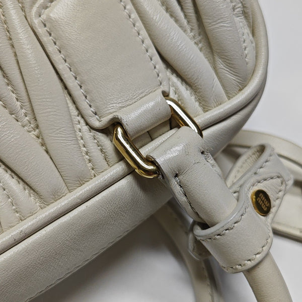 Arcadie Matelassé Mini Quilted Lambskin White