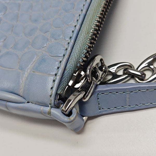 Leather Top Handle Bag Blue