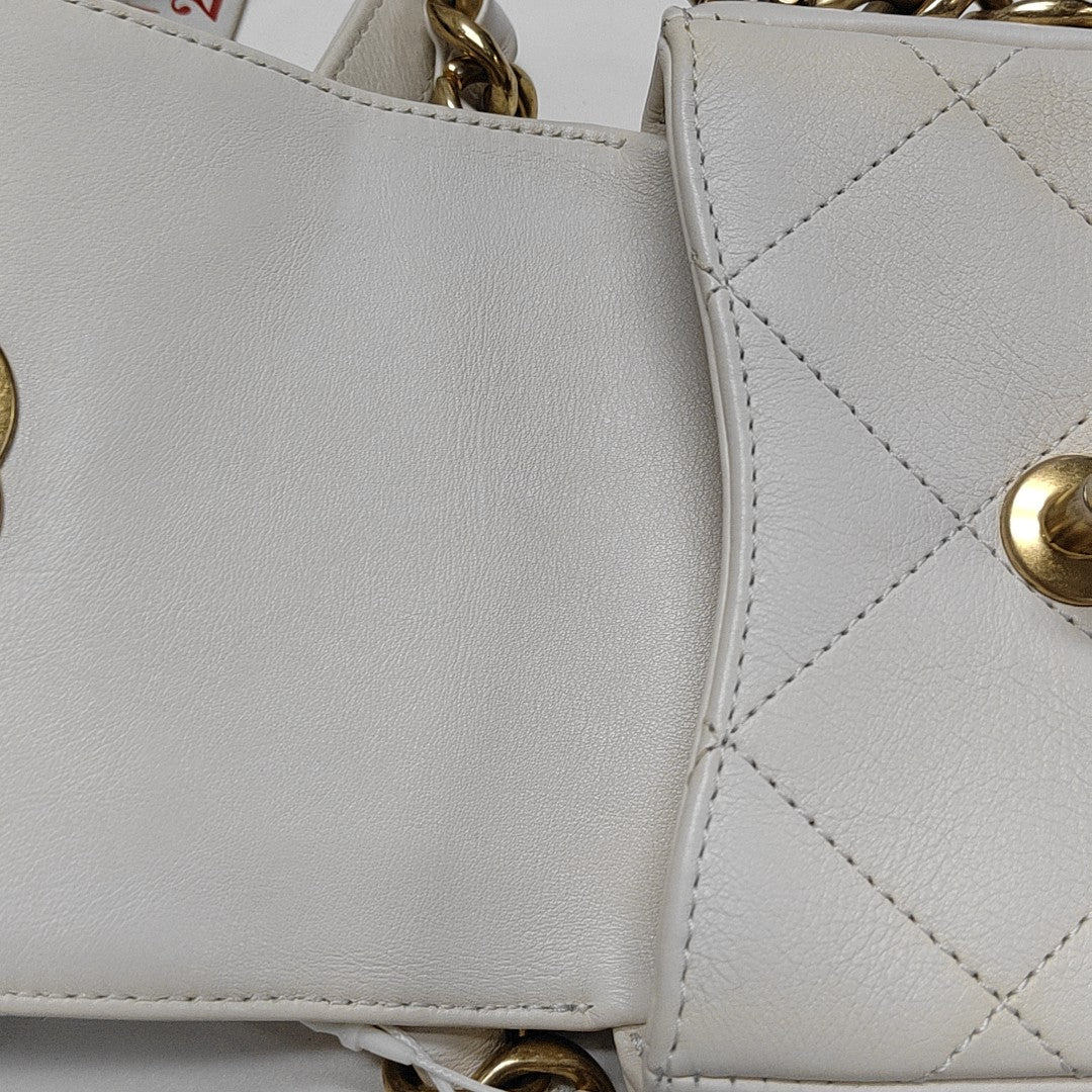 Quilted Calfskin Shoulder Bag Mini White