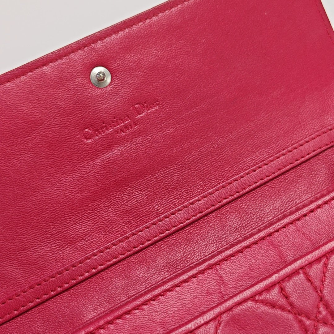 Lady Dior Small Cannage Lambskin Pink Wallet
