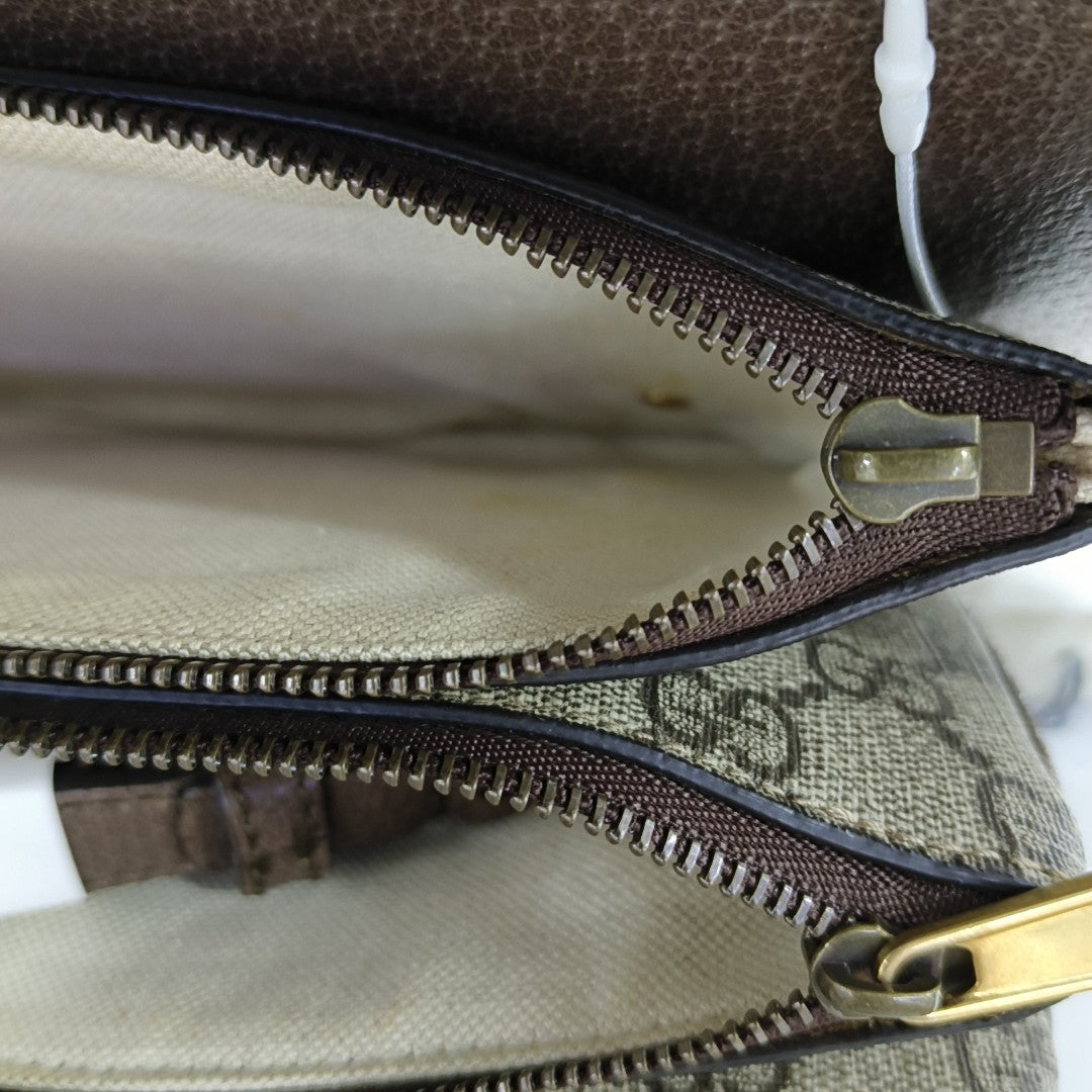 Ophidia Small Monogram Coated Canvas Beige