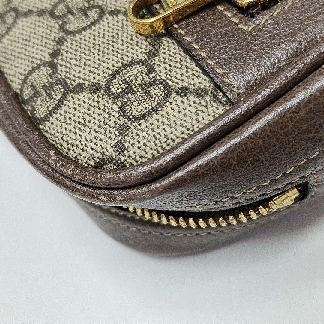 Ophidia Small Monogram Coated Canvas Beige