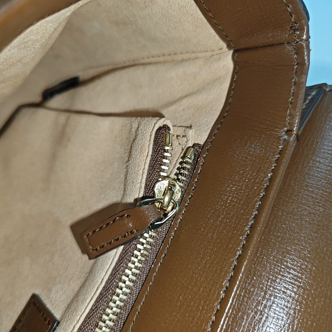 Horsebit 1955 Medium Monogram Coated Canvas Beige