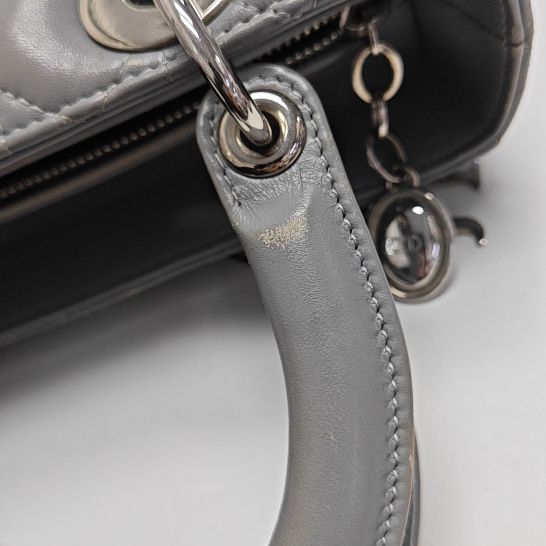 Lady Dior Medium Cannage Lambskin Gray