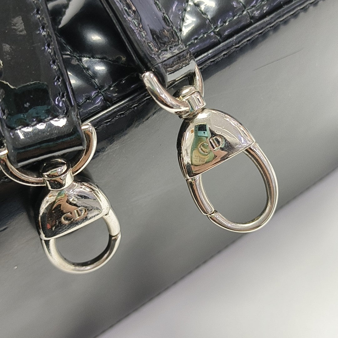 Lady Dior Medium Cannage Patent Leather Black