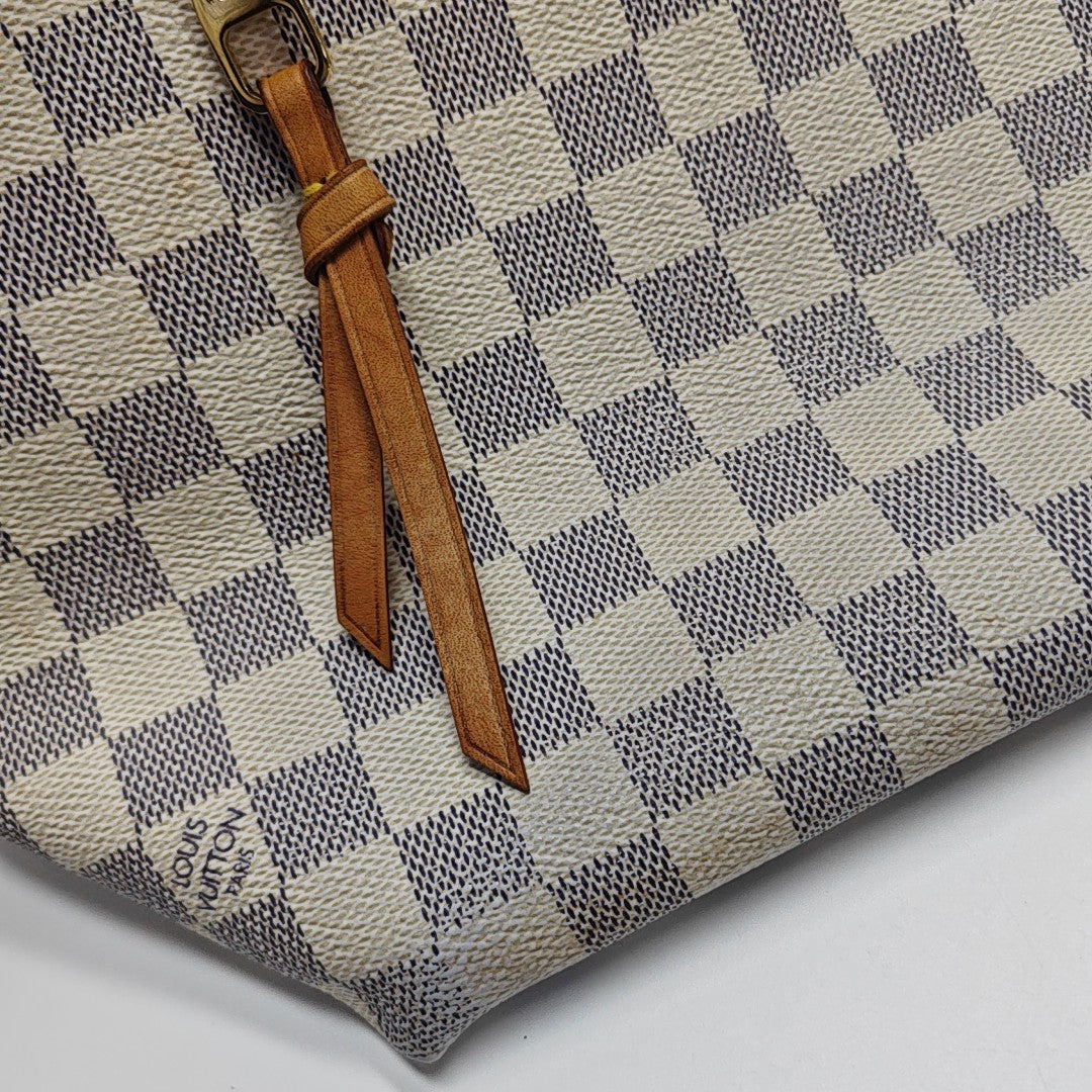 IENA MM Damier Azur Coated Canvas White