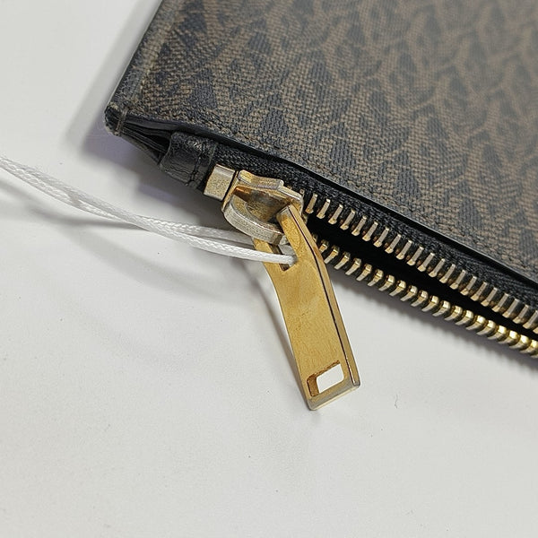 Coated Canvas Clutch Brown