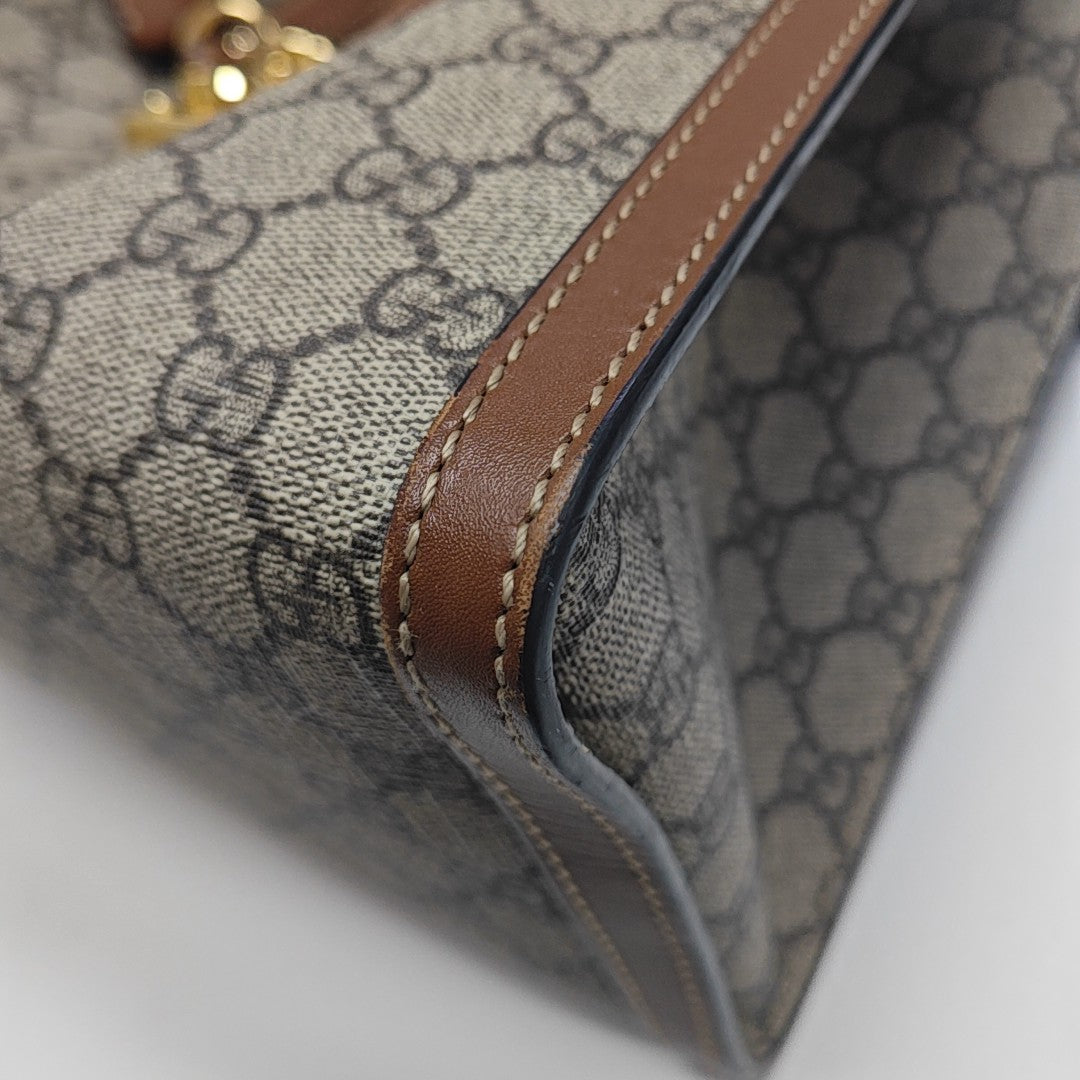 Padlock Medium Monogram Coated Canvas Beige