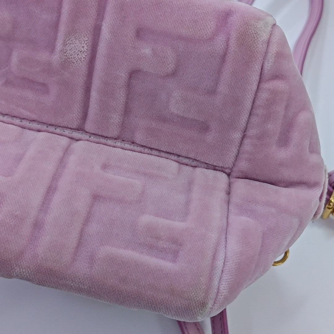 Monogram Velvet Crossbody Bag Pink