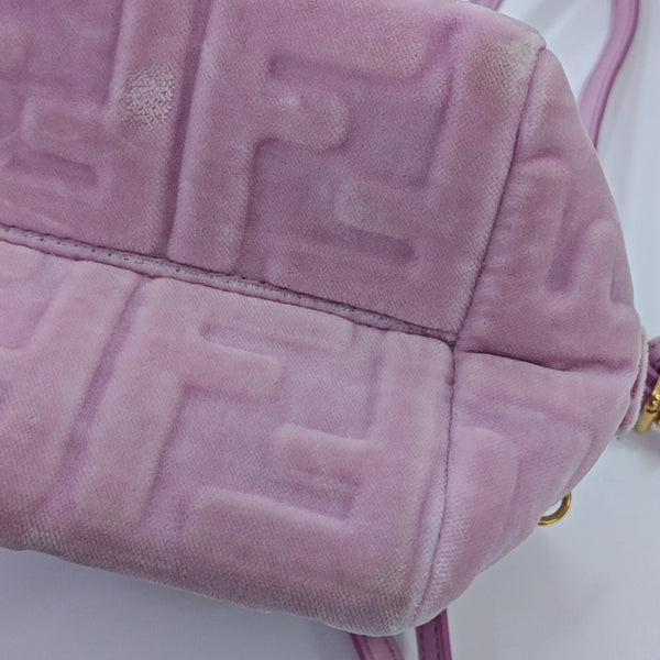 Monogram Velvet Crossbody Bag Pink