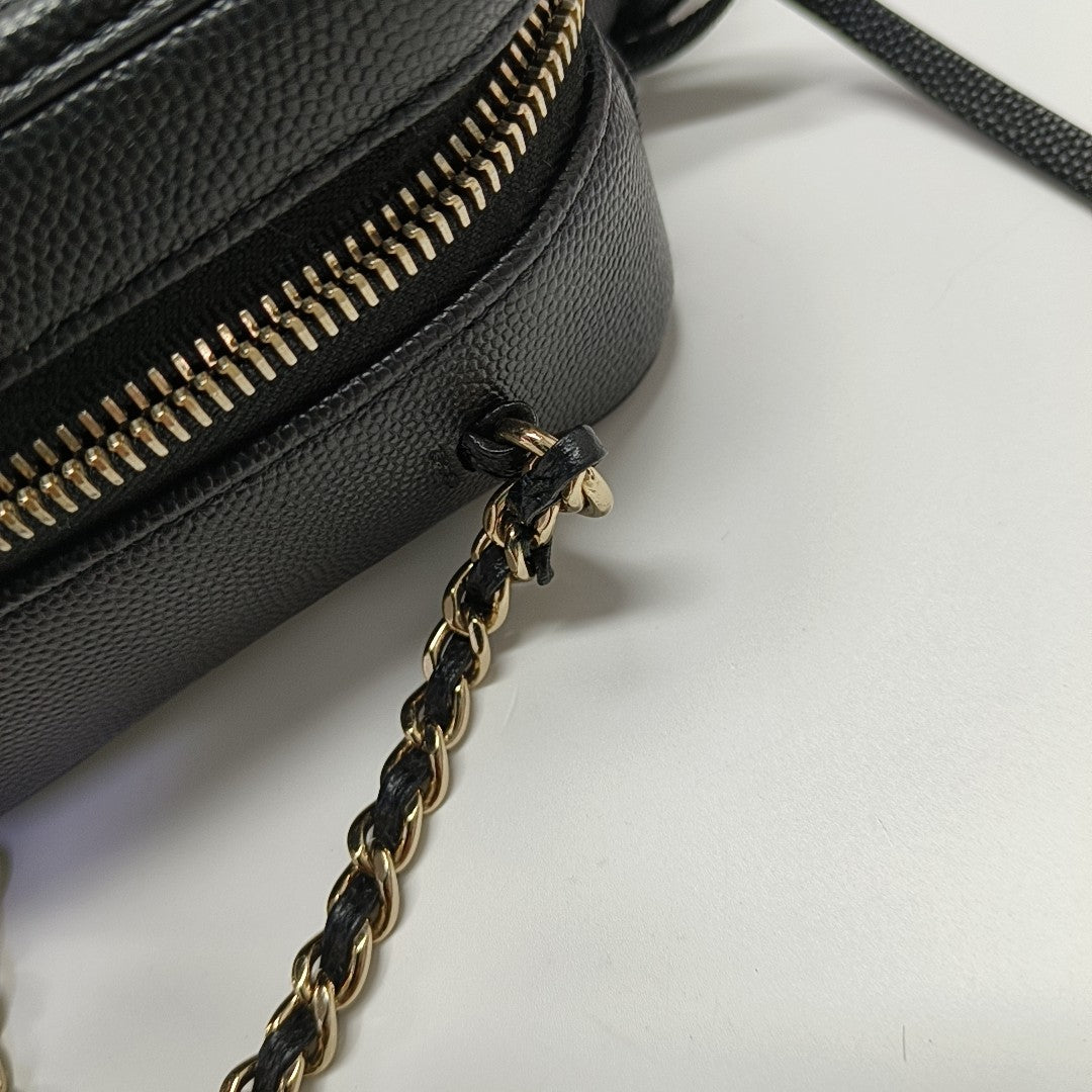 FILIGREE Small Quilted Grained Calfskin Black
