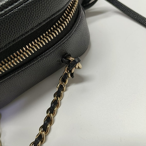 FILIGREE Small Quilted Grained Calfskin Black