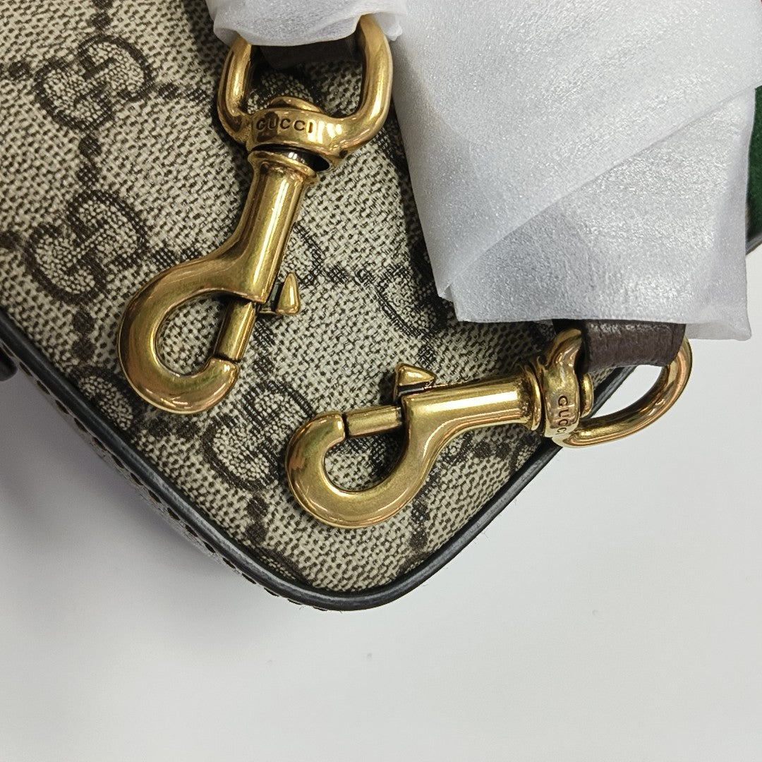 Ophidia Small Monogram Coated Canvas Beige