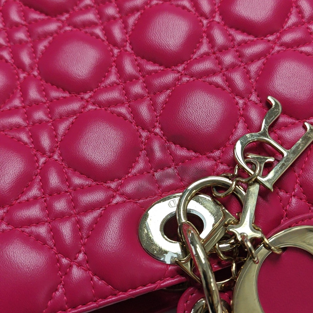 Lady Dior Large Cannage Lambskin Red