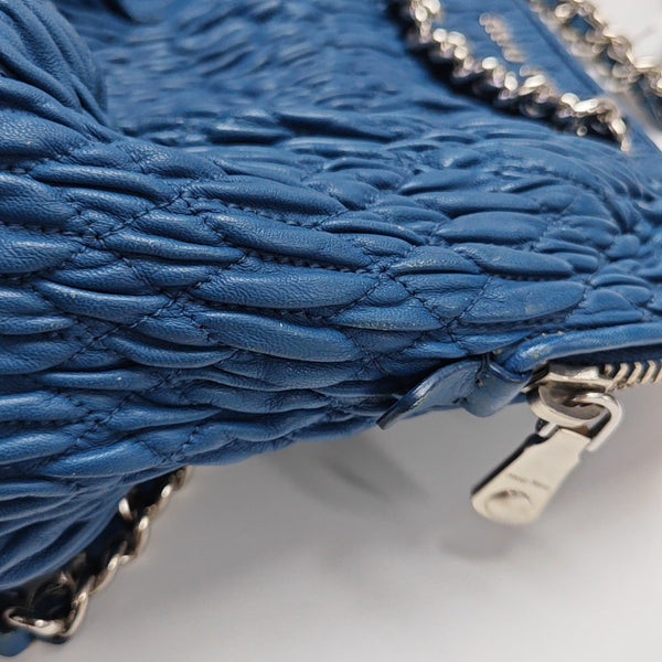 Quilted Lambskin Shoulder Bag Blue