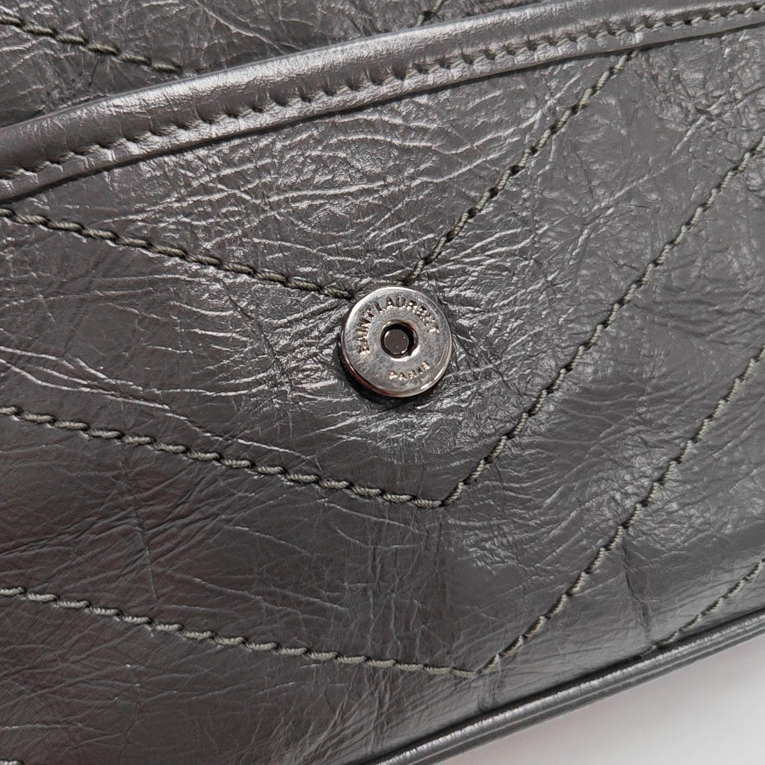 NIKI Small Chevron Calfskin Gray