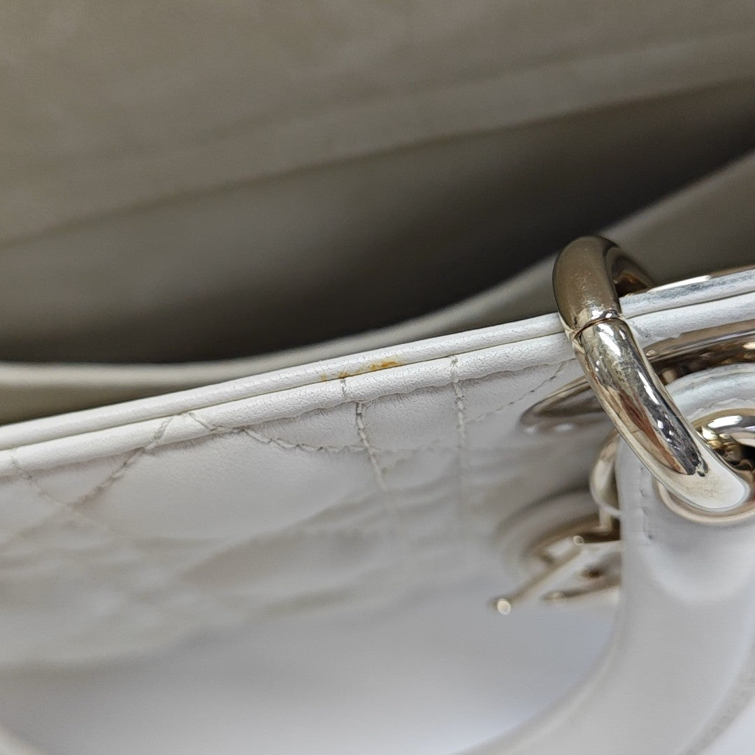 Lady D-Joy Medium Cannage Lambskin White