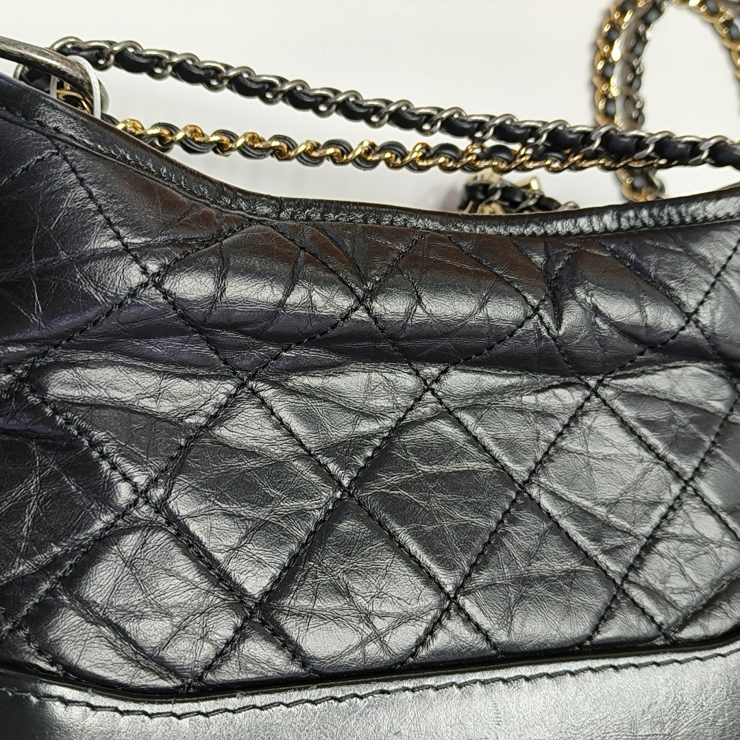 GABRIELLE Small Quilted Calfskin Black
