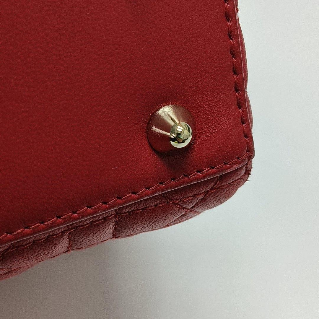 Lady Dior Small Cannage Lambskin Red