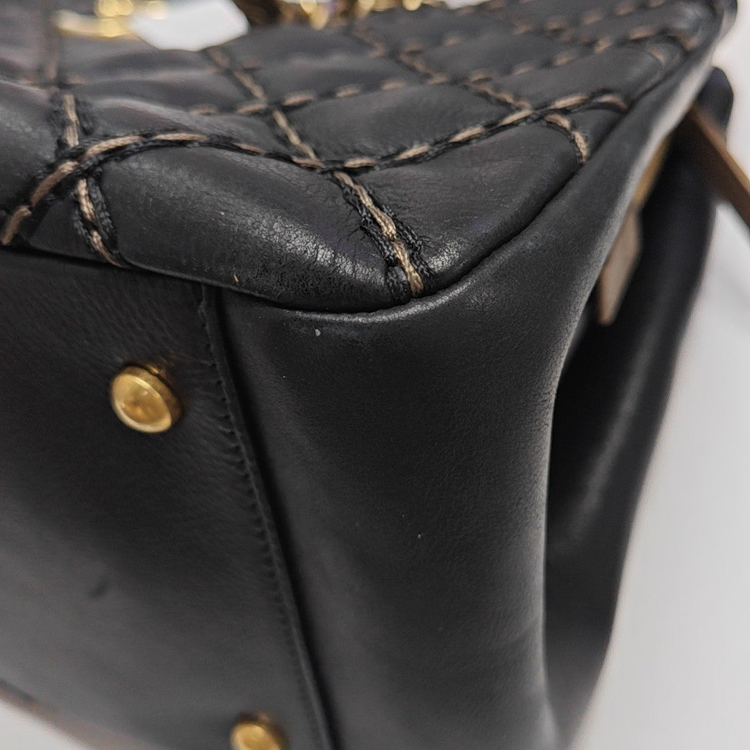 Quilted Calfskin Tote Bag Black